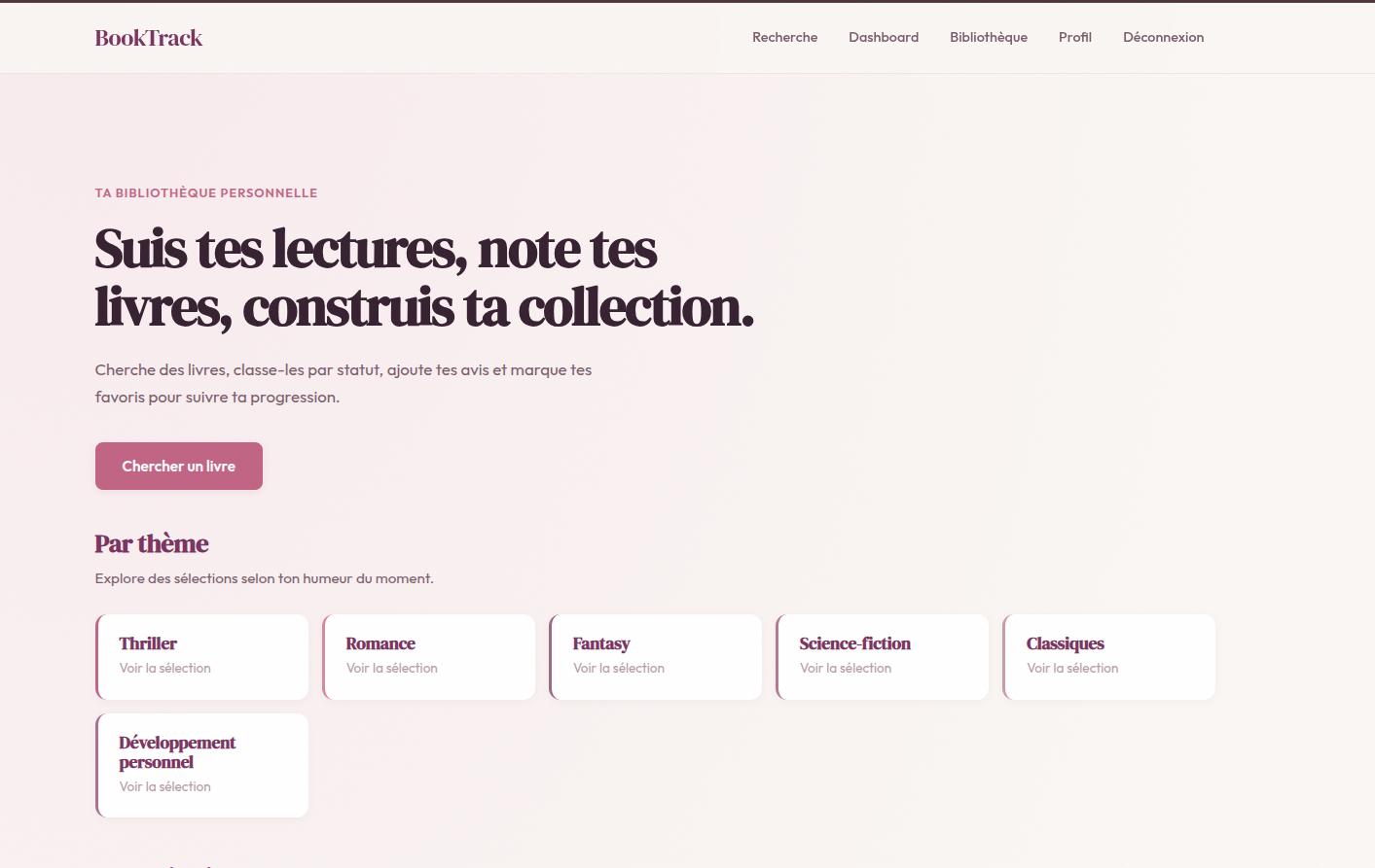 Aperçu du projet BookTrack